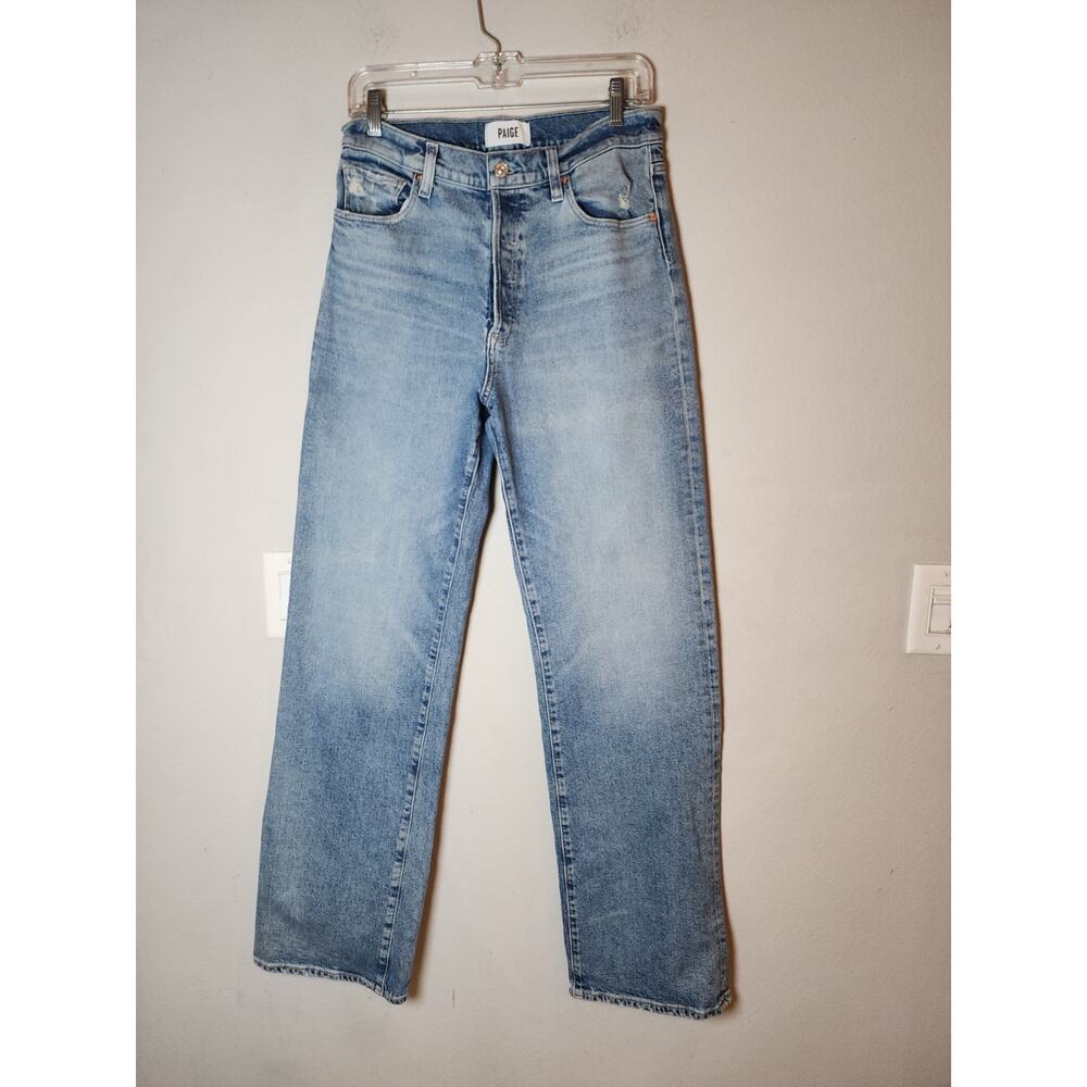 Paige Sawyer Wide Leg Jeans Vanda Distressed Button Fly Women's Size 29 Size 8 - Picture 4 of 16